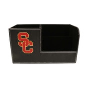 USC Trojans Black Leather SC Interlock Executive Desk Caddy